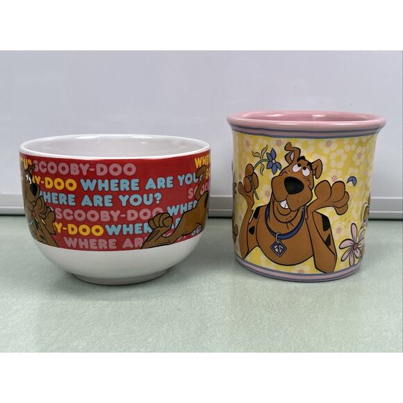 Scooby Doo Coffee Mug Lot Flowers Where Are You Pink Red Hanna Barbera - Picture 4 of 7